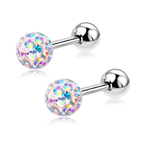 Zhiyaor 20G Stud Earrings Set For Girls Sensitive Ears With Screw On Safety Backs Surgical Steel Womens Earrings Hypoallergenic #TOP1