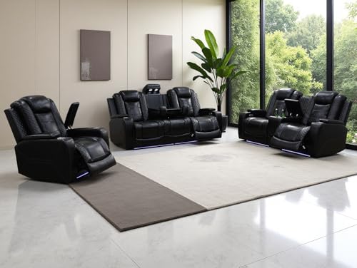 Dekmxas Power Recliner Set with Drop-Down Table