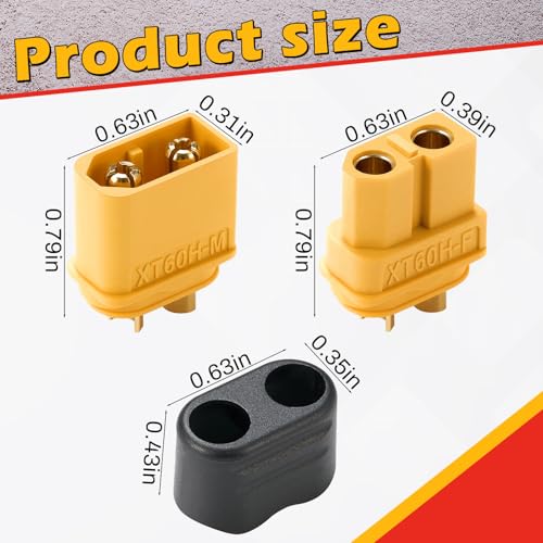 Image of Frienda 12 Pair XT60 Connectors (XT60 Upgrade) LiPo Battery Connectors Male Female Bullet Connector Plugs for RC Parts LiPo Battery
