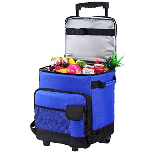 Rolling Cooler With Wheels - 48 Cans Ice Chest With Wheels, Leakproof Collapsible Soft Large Rolling Cooler With Wheels And Handle For Beach Camping Patio Road Trip Outdoor #TOP4
