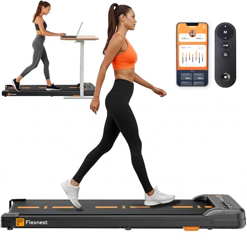 Image of Flexnest Flexpad EZ 3HP Walking Pad Treadmill for Home Use | Compact Ultra-Slim | Smart Bluetooth App + Remote | Shock Absorption | LED Display | 9% Incline | 100kg Capacity
