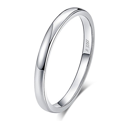 Ginger Lyne Collection 2mm Wedding Band for Men or Women Black Gunmetal over Solid Sterling Silver Comfort Fit Bridal Ring