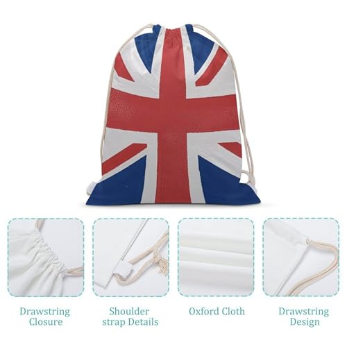 British Flag Drawstring Backpack - Canvas Sports Gym Sackpack, Lightweight String Bag for Beach & Travel4
