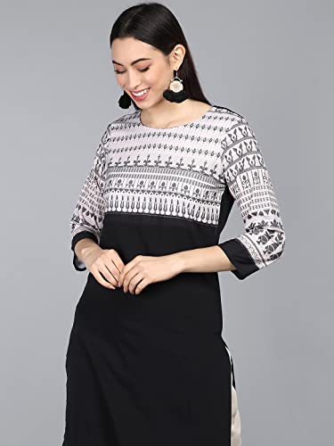 Image of Vaamsi Women's Crepe Straight Kurta (VPK1690E L Black)