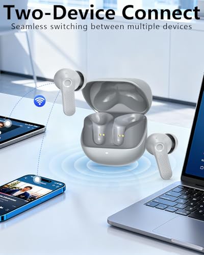 Image of Wireless Earbuds with Active Noise Cancelling,140-Hour Long Battery Life Bluetooth 5.4 Ear Buds,Multi-Device Pairing,Enhanced Clear Call,Deep Bass Stereo Headphone,in-Ear Earphones