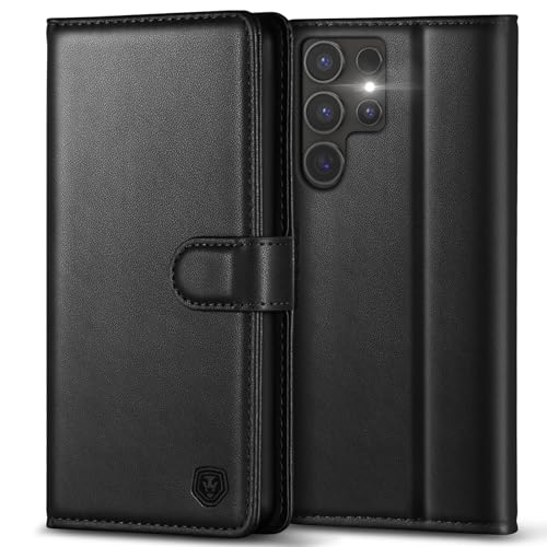 Kuafcase for Samsung S25 Ultra 5G Case with 4 Card Slots Magnetic Closure Kickstand Shockproof Protective Phone Case for Samsung Galaxy S25 Ultra - Black