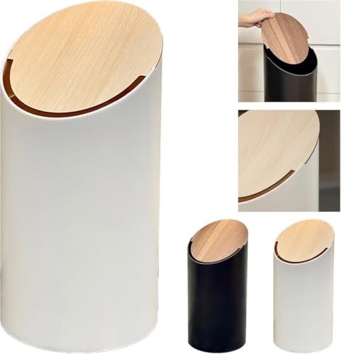 Ghbunuz 蓋付きゴミ箱 大容量 ふた付きゴミ箱 丸型 ゴミ箱 ふた付き 小型 コンパクト ダストボックス 蓋付き 抗菌 防臭 密閉 袋が見えない プラスチック おしゃれ シングル キッチン リビングルーム トイレ オフィス用 (ホワイト)