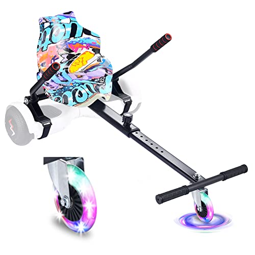 WEELMOTION Hoverboard Go Kart Attachment with Shining Wheel Adjustable Hoverboard Seat Attachment Hoverboard Kart Attachment for Most 6.5" 8" 10" Two Wheel Self Balancing Scooter