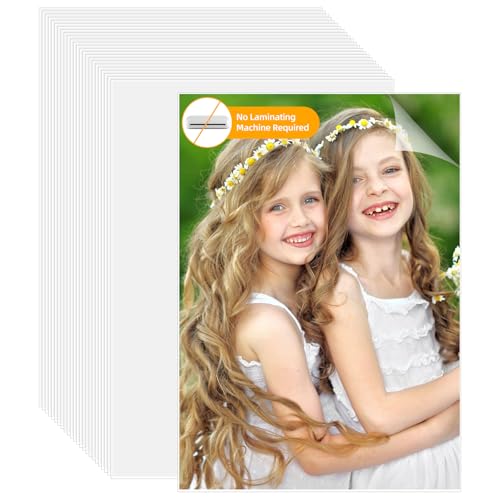 25 láminas laminadas en frío, A4, autoadhesivas, transparentes, laminadas en frío, autoadhesivas, impermeables para fotos, ejemplares, menús, manual de bricolaje