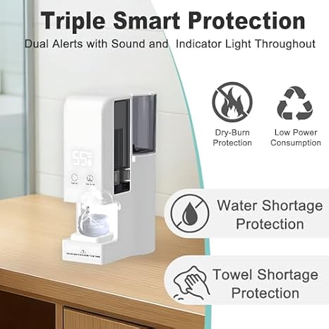 Hot Towel Warmer, 5S Fast Heating & Automatic Dispenser, 55C (131F) Temperature Control, Wall-Mount or Countertop, Includes 60 Soft Face Towels