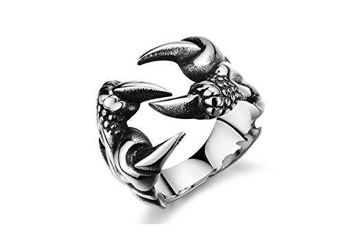 Asma Titanium Stainless Steel Eagle Claw punk ring for men