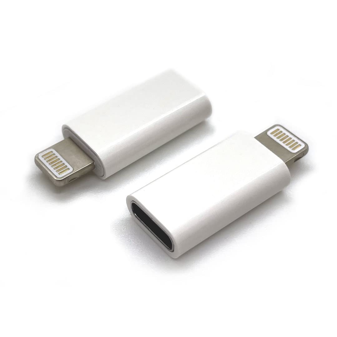 2 Pack USB C Female to Male Adapter for iPhone 12/11/8 X XR/XS/SE/7Plus/Pro Max Ipad Air Mini Type, Charging Support Data Transmission Connect Charger Connector White