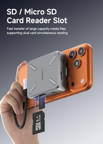 Image of Hagibis Magnetic USB C Hub with Magsafe Stand Holder for iPhone 17 16 15 Pro Max, Portable Type-C Docking Station 100W PD, 4K@60Hz HDMI, 10Gbps USB3.2, SD /Micro SD4.0 (CMC10H)