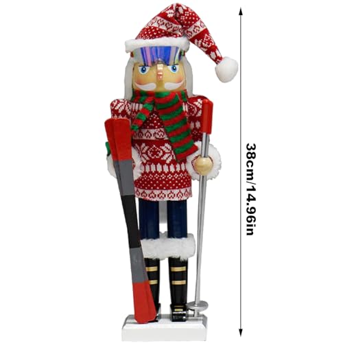 Casse-Noisette Skieur en bois pour décoration de table et de Noël