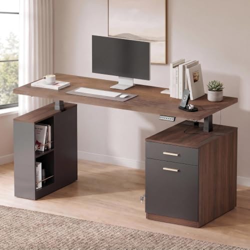 Image of ModernMate Executive Standing Desk with File Drawers, Height Adjustable