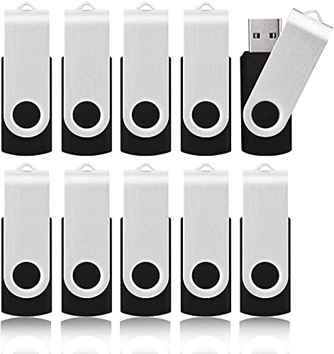 KOOTION Pendrive 32GB 3.0 USB Flash Drive 32 Giga 10 Piezas Memorias USB 32GB USB 3.0 Pincho USB Pack de 10 Unidades USB Stick, Negro y Plata