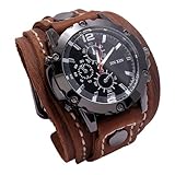 Reloj de steampunk, banda de cuero banda correa ancha estilo retro, relojes cuarzo suaves y flexibles para hombres, gran...
