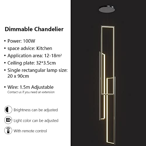 Suspension LED 120W noire réglable avec télécommande pour salon - 5