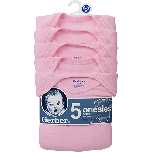 Image of Gerber Baby Boys & Girls 5-Pack Solid Onesies Bodysuits