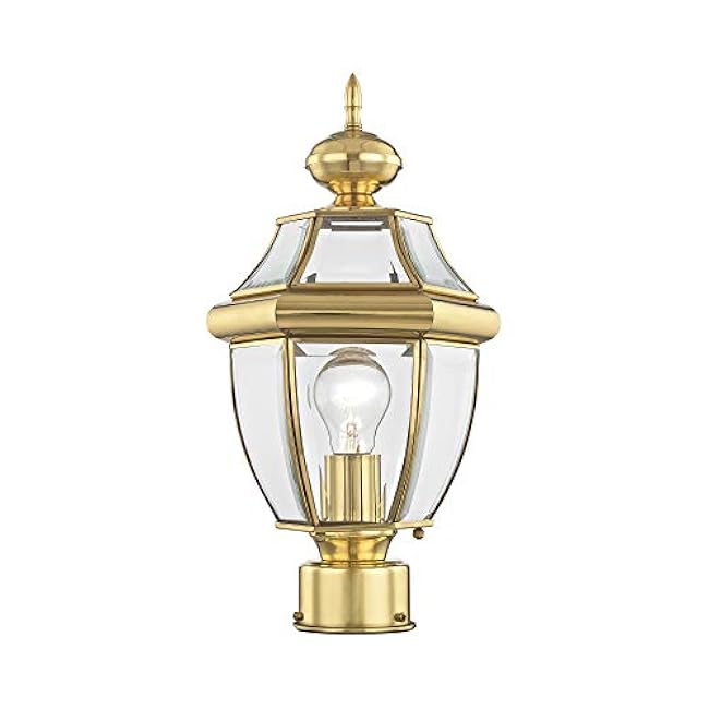 Livex Lighting 2153-02 Outdoor Post with Clear Beveled Glass Shades, Polished Brass