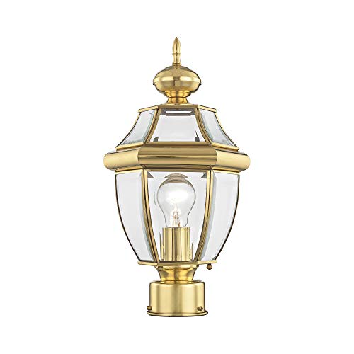 Flash Sale Buy 1 get 1 Livex Lighting 2153-02 Outdoor Post with Clear Beveled Glass Shades, Polished Brass