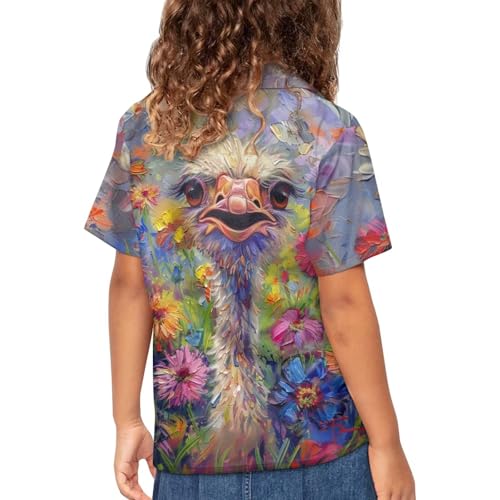 Image of PinUp Angel Funky Casual Hawaiian Shirt Kids Boys Girls Art Oil Painting Animal Pattern Short Sleeve Unisex Beach Shirt