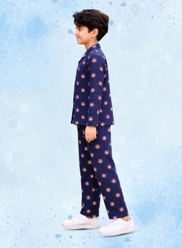Image of 3BROS Kid's Pure Cotton Full Sleeves Night Suit /Dress for Boys /Girls Full Pajama & Top Sleep Suit Combo Set