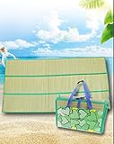 Foldable Natural Straw Beach Mat(70.8”x 35.4”) Environmentally Friendly Blanket for Sandbeach,Outdoor Picnic,Park (1, Thicker Straw mat)