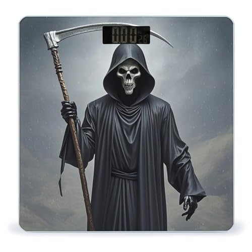 Báscula digital Grim-Reaper de vidrio templado con pantalla LCD miniatura 1