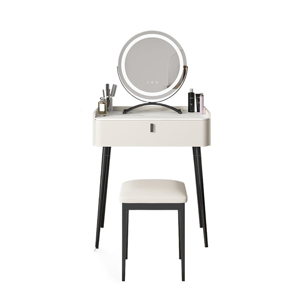 asdchZen Elegant Solid Wood Makeup Vanity Desk-Compact Dressing Table For Small Spaces Chic High-End Design Functional Modern Furniture Stylish Makeup Station For Bedrooms And Hom