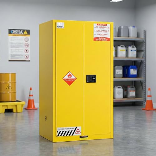 Vohala Flammable Storage Cabinet 110 Gallon, 33.9" W x 33.9" D x 65.0" H Fire Cabinet, Extra-Deep Hazardous Storage Cabinet for Chemical Storage, Industrial Safety Cabinet