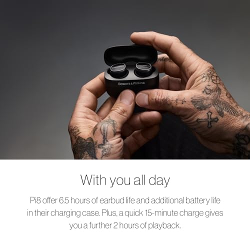 Image of Bowers & Wilkins Pi8 Bluetooth Wireless Earbuds (Jade Green), in-Ear Bluetooth Earphones with Qualcomm Chipset & aptX Lossless, Active Noise Cancelling Earbuds, 3 Built-in Mics, 15-Min Quick Charging