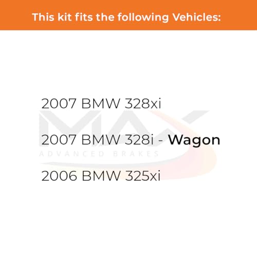Image of Max Advanced Brakes Front & Rear Brake Kit Compatible With 2007 BMW 328xi 328i Wagon 325xi Replacement Premium OE Disc Brake Rotors and Ceramic Brake Pads