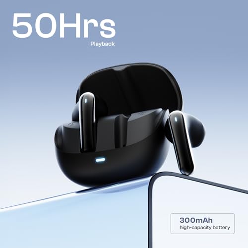 Image of Fire-Boltt Aero Fit TWS Earbuds with Custom EQ, Bluetooth 5.4 Wireless Earphones, 50H Playtime, Fast Charging Case, 50ms Low Latency Gaming & Touch Controls Black