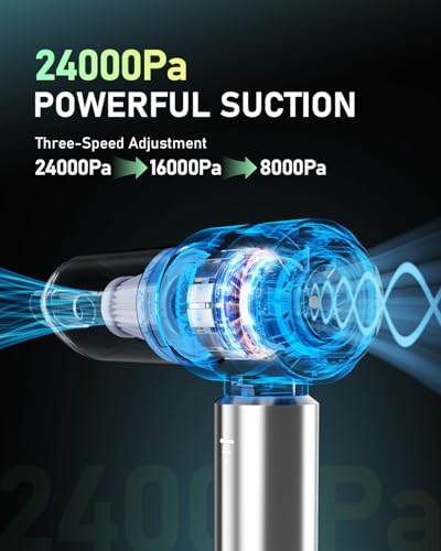 Image of VNOST Car Vacuum,3 Suction Modes,Portable Mini Cordless Cleaner with 24000pa Suction Power,Type-C Charge,Handheld Vacuum for Home,Car,Birthday Gifts for Men Dad Husband (Titanium)