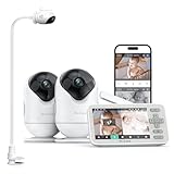 Dr.Care VistaView Lite WLAN Smart Babyphone mit App-Steuerung, 1080P Kamera & 720P Split Screen, Bewegungserkennung, IR-Nachtsicht (4' Monitor mit 2 Kameras + 1 Clip-Halterung)