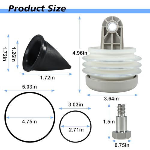 Image of Fits for Dometic Sealand 385230980 Pump Bellow Kit, 385310076 Duckbill Valve (4 Pack) and 385310151 O-Ring (2 Pack) Replace for S, T, J series Vacuum Pump for RV and Boat Toilet Vacuum Pump System
