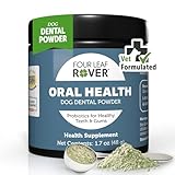 Four Leaf Rover Dog Dental Powder – Natural Probiotic Support for Bad Breath, Tartar & Plaque – with Red & Brown Kelp, Weissella Cibaria, Aloe & Chamomile – 30-Day Supply