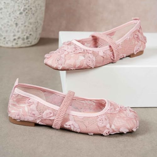 Women's Casual Ballet Comfortable Lace-Up Flat Shoes for Daily Wear with Elastic Band and Pointed Toe Design4