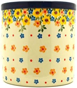 Polish Pottery Gallery - Buttercup Multicolor 5 1/2"H x 5 1/2"W Traditional Stoneware Utensil Holder, Wine Crock, Planter