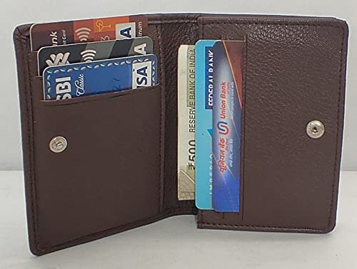 Image of Men Synthetic Button Brown ATM Card Holder