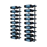 CharaVector Wall Mount Wine Rack (Holds 36 Bottles 2PCS), DIY 1/2 Wall Wine Rack for Wine Bottles, Liquor, Champagne, Black Metal Wine Bottle Holder for Home and Kitchen Decor