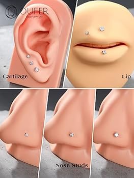 YADOCA 18G 20G Neuspiercing Chirurgenstaal Neuspiercing Steker Hypoallergeen Kubieke Zirkonia Neussteker 1,5mm 2mm 2,5mm 3mm, 1.5mm bis 3mm, Zirkonia