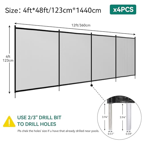 Cerca para Piscinas Elevadas 4 x 48FT Negra miniatura 3