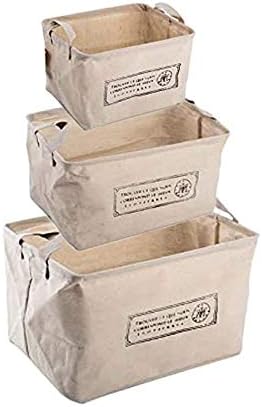 VIVIMONKEY Fabric Storage Bins Foldable Organizing Container For Kids Toys Books Clothes Linen Cotton Organizer Boxes Home Storage Baskets - Set of 3 (S&M&L)