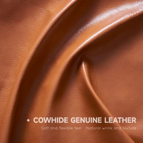 Z-Hom 70" Top-Grain Leather Sofa, 2-Seat Upholstered Loveseat Sofa Couch For Living Room Bedroom Apartment, Cognac Tan #TOP3