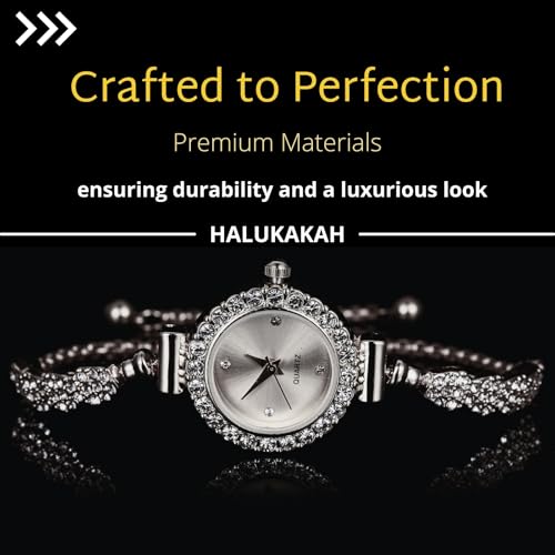 Halukakah Kids' Sparkling Diamond Watch - 18k Real Gold/Rose Gold/Platinum Plated - Round Dial - Quartz Adjustable Stainless Steel Wristwatch - Suitable for Girls and Boys4