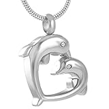 Género: unisex kliy Caja Funeraria Diseño De Besos De Delfines Dobles Collar De Cremación De La Urna del Corazón Titular De Cenizas para Mascotas Recuerdo Urnas Fúnebres Ataúd para Hombres Mujeres @ Pendant_Only