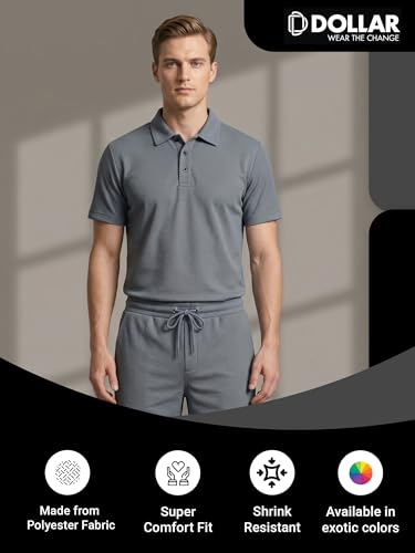 Image of Dollar Men Co-Ord Set | Polyester Shorts + Polo T-Shirt | Regular Fit, Quick Dry & Breathable | Gym, Casual & Sportswear | Pack of 1