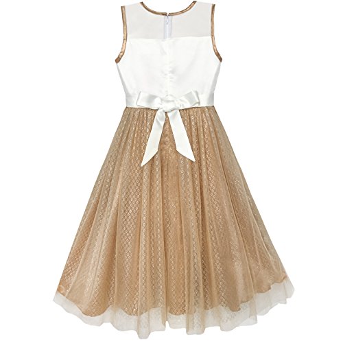 Sunny Fashion Flower Girls Dress Lace Hem Butterfly Wedding First Communion2